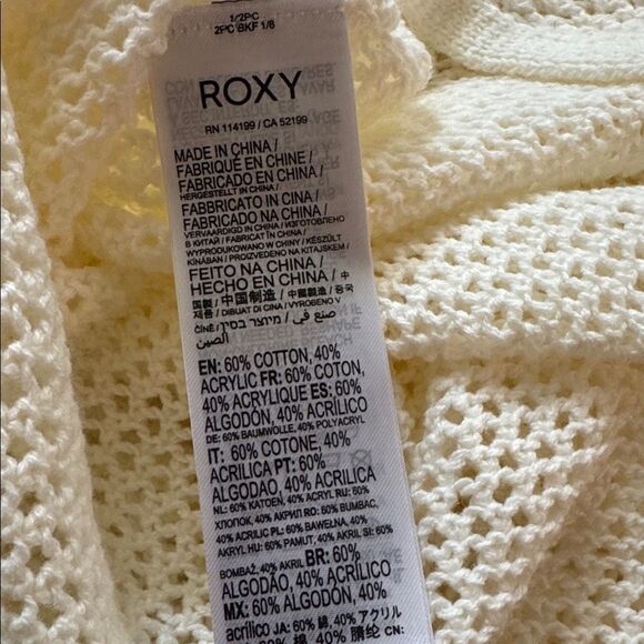 Roxy After Beach Break Open Knit Relaxed Fit Ivory Hoodie M NWT - Picture 7 of 7
